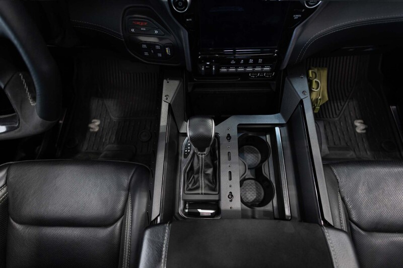 RAM 1500 TRX Center Console Molle Panels & Digital Device Bridge - Addictive Desert Designs - Hammer Black - `21-`27